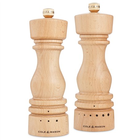 Cole & Mason London Coffret cadeau moulin à sel et poivre – Shakers à épices rechargeables avec un design en bois de qualité sup