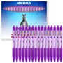 Zebra Z-Grip Lot de 16 stylos à bille rétractables à encre lisse Pointe 1 mm Emballage cadeau Violet