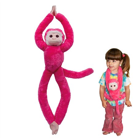 EcoBuddiez Tree Huggers - Singe-Écureuil Rose de Deluxebase. Peluche bébé à Suspendre de 72 cm fabriquée en Bouteilles Plastique
