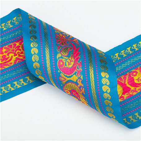 Neotrims Paisley Peacock Ruban indien pour sari/salwar kameez 9 cm Ruban indien Motif floral Largeur 9 cm Ruban traditionnel col