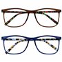 OPULIZE Arc Lunettes de Lecture Pack de 2 Montures Carrées Minces Élégantes Charnières à Ressort Anti-Rayures Marron Bleu Branch
