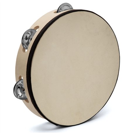 TIGER Tambourin à une rangée TAM91-10-BK - 10" 25cm - en bois avec tête de rawhide