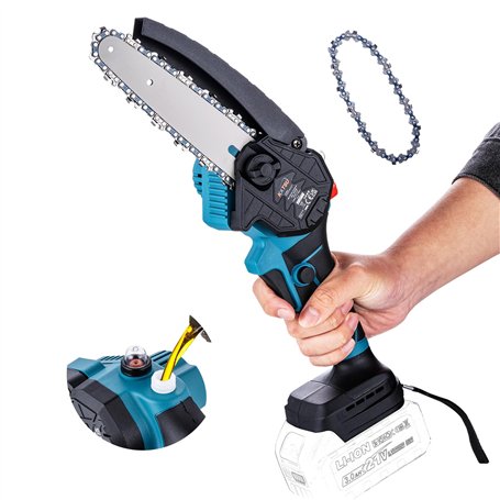 KATSU FIT-BAT Tronçonneuse sans Fil Brushless 21V 6 Pouces Moteur sans Balais avec Chaîne Supplémentaire et Pompe à Huile Manuel