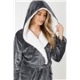 CityComfort Robe de Chambre Femme en Polaire Douce - Peignoir Long Capuche Adulte (Gris Foncé, M)