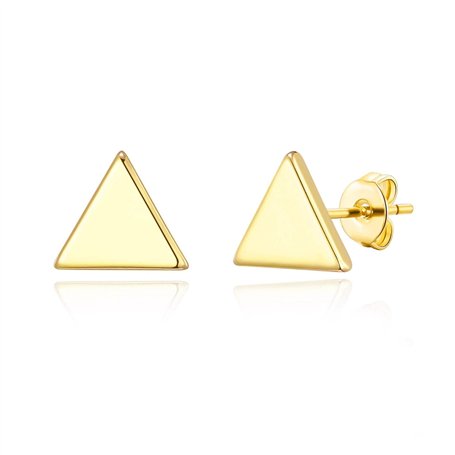 Boucles D'oreilles Tiges Triangle Plaqué Or