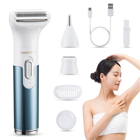 BarberBoss Rasoir électrique 3 en 1 pour femme sans douleur – Portable rechargeable pour le visage