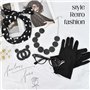 Dokeno Années 50 Costume Accessoires 5 Pièces, Lunettes Gants Bandeau Boucle d'Oreille Collier, Accessoires de Costume pour Soir