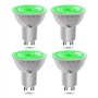 BrightWish Lot de 4 ampoules LED GU10 vertes 5 W, intensité non variable, lumière verte pour décoration et éclairage d'accentuat