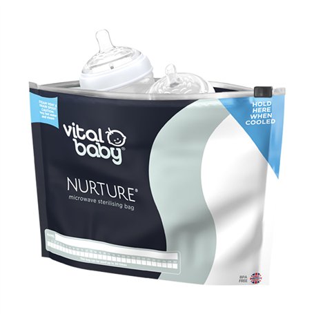 Vital Baby NURTURE Microwave Sterilising Bags - Reusable Sterilising Bags - Lightweight & Compact - Space Saving - No Chemicals