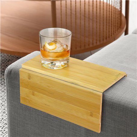 Accoudoir de canapé pliable en bambou pour boissons