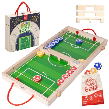 Nene Toys Sling Goal – Jeu de Société pour Enfants dès 4 Ans & Adultes – Jeu d’Adresse & de Réflexe en Bois FSC – Famille & Amis