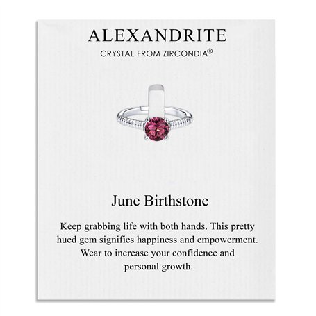 Philip Jones June (Alexandrite) Bague de naissance réglable créée avec des cristaux Zircondia®