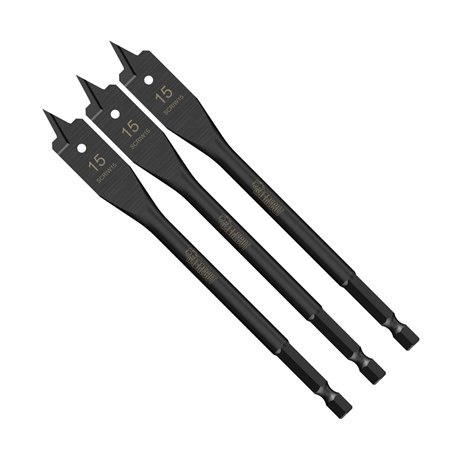 3 x SabreCut SCRIW15_3 15 mm x 152 mm Mèches plates en bois à résistance aux chocs compatibles avec Bosch Dewalt Makita Milwauke