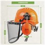 BLOSTM Casque de Sécurité pour Tronçonneuse - 3 en 1 Casque Debroussailleuse Orange avec Visière en Maille d'acier et Cache-Orei