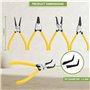 BLOSTM Lot de 4 Pince Circlips - Pince à Circlips Interieur et Extérieur de 17,8 cm (7") Droites et Courbées avec Ressorts Durab