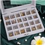 Naapesi Boîte à Bijoux en Velours,Rangement Bijoux et Voyage avec 24 Compartiments et Couvercle en Verre,Coffret à Bijoux pour B
