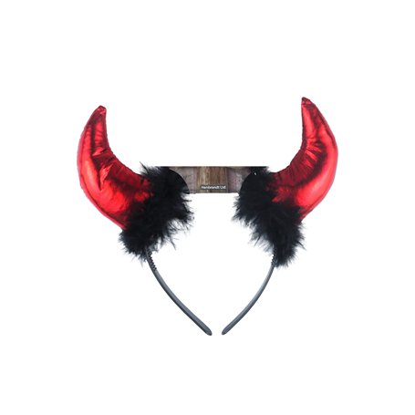 Serre-tête en corne de diable avec oreilles en fourrure pour enfants et adultes - Accessoire pour cheveux - Pour enterrement de