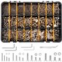Belle Vous Kit 1120 Pièces Vis à Tête Fraisée avec Douille Hexagonale - Assortiment Vis à Tête Plate en Acier Inoxydable Vis M2