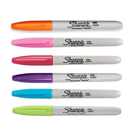 Sharpie Lot de 6 marqueurs permanents à pointe fine 6 couleurs