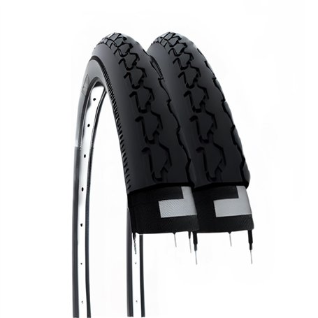 2 COUVERTURES 24 X 1 3/8 (37-540) Paire de pneus Noirs pour Voiture handicapée CARROSSELLE City Bike 24"