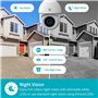 NEDIS Caméra de sécurité extérieure Intelligente Wi-FI, Full HD 1296p, projecteur et Vision Nocturne en Couleur, panoramique, In