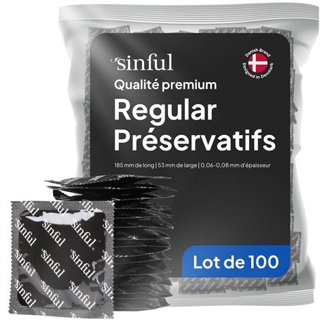 Sinful Regular Préservatifs Lot de 100 - Standard Preservatifs lot 100 - Preservatif Homme - 185 mm de Long