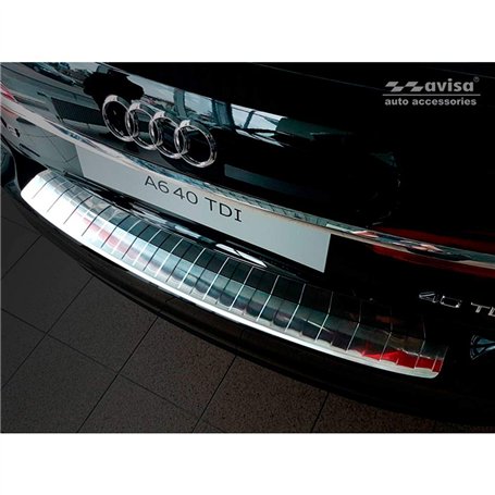 Avisa Protection de seuil arrière inox compatible avec Audi A6 (C8) Avant 2018- 'Ribs'