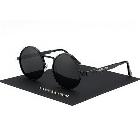 KINGSEVEN Lunettes de soleil polarisées rondes pour homme et femme au style rétro I John Lennon Steampunk Lunettes avec monture