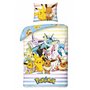 Pokemon Pikachu et amis POK 9820 Parure de lit avec housse de couette 135 x 200 cm et taie d'oreiller 80 x 80 cm Certifié Öko-Te