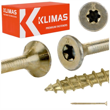 TORX 6.0 x 100 mm TX30 Vis à bois tête fraisée pour terrasse ou panneaux Lot de 100