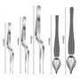Lot de 5 cuillères de cuisine en acier inoxydable avec bec effilé et pince à épiler de précision pour les assiettes de cuisson, 