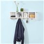 SoBuy® FRG48-L-W Portemanteau Étagère Murale Porte-manteau Salle de Bain Meuble d’Entrée avec 4 Compartiments de Rangement Et 5 