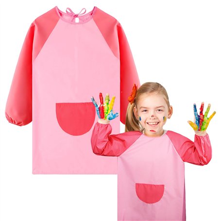 BETESSIN Tablier Peinture Enfant Blouse Manches Longues Imperméable avec Poche pour l'École Activités Peinture Cuisine Nourrissa