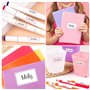 BETESSIN 130Pcs Étiquettes Autocollantes Scolaires Prénom en Rose pour Livres Crayons Stylos Marqueurs Fournitures Scolaires