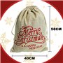 Grand sac de Noël en toile de jute 40 x 56 cm. Sacs cadeaux de Noël avec cordon de serrage. Paquet de 3