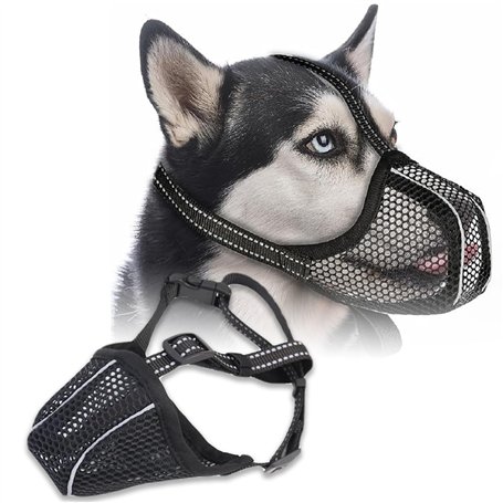 MAEXUS Muselière pour Grands Chiens - Réglable - Facile à Porter - Confortable et Respirante - en Maille - Évitez de Manger et d