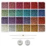 Bala&Fillic Lot de 11/0 petites perles de verre à enfiler pour boucles d'oreilles - 14 400 pièces dans une boîte