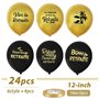 24Pcs Ballon Thème Retraite Noir Or en Latex pour Femme Homme Décoration Cadeau Fête avec Ruban