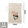 12Pcs Sac Toile Jute Noël Sachet Cadeau avec Cordon Serrage Pochette Cadeau Fête Invité Enfant Bijoux Bonbon 10cm*14cm