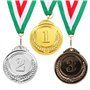 GEBETTER 3Pcs Médaille Italien Médaille d’Or Argent Bronze pour Gagnant Trophée Jouet Sport avec Ruban Rouge Vert Blanc