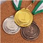 GEBETTER 3Pcs Médaille Italien Médaille d’Or Argent Bronze pour Gagnant Trophée Jouet Sport avec Ruban Rouge Vert Blanc