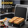 YASHE Grille-Panini Électrique 2000W – Appareil à Croque-Monsieur 4 Tranches – Grill Électrique à Ouverture 180° – Température R