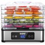 YASHE Déshydrateur Alimentaire, 5 Plateaux En Acier Inoxydable, Minuterie Et Température Réglables, Flux D'Air À 360°, Sans BPA,