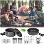 Queta Kit d'ustensiles de Cuisine de Camping, 17 pièces, kit d'ustensiles de Cuisine, Casserole de Pique - Nique pour 2-3 Person