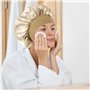 DERAYEE Bonnet Soie Beige Cheveux Nuit Élastique,Bonnet de Nuit en Satin pour Le Soin des Cheveux