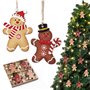 12Pcs Décoration Sapin Noël Pendentif en Bois Motif Bonhomme Pain d’épice Suspension Ornement à Suspendre pour Arbre Noël Chambr