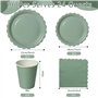 PYAILI Anniversaire Vaisselle de fete 96 Pièces Vert Party Assiettes en Papier Set Assiettes de Fête Papier Tasses Serviettesr, 