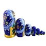 Winterworm Lot de 7 poupées russes traditionnelles en bois émaillé bleu doré pour enfant