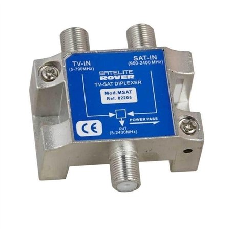 CABLEPELADO Mélangeur de signaux satellite et terrestre | Mélangeur TV/SAT | 2 entrées - 1 sortie | passage de courant pour sate