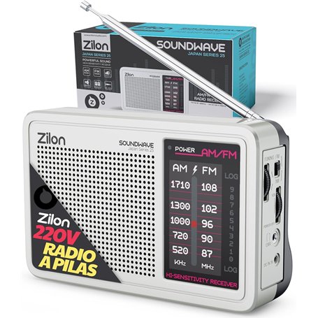 Zilon Radio à Piles et 220 V Portable Transistor Rétro Vintage FM/AM Analogique Kit d’Urgence avec Prise Casque Facile à Utilise